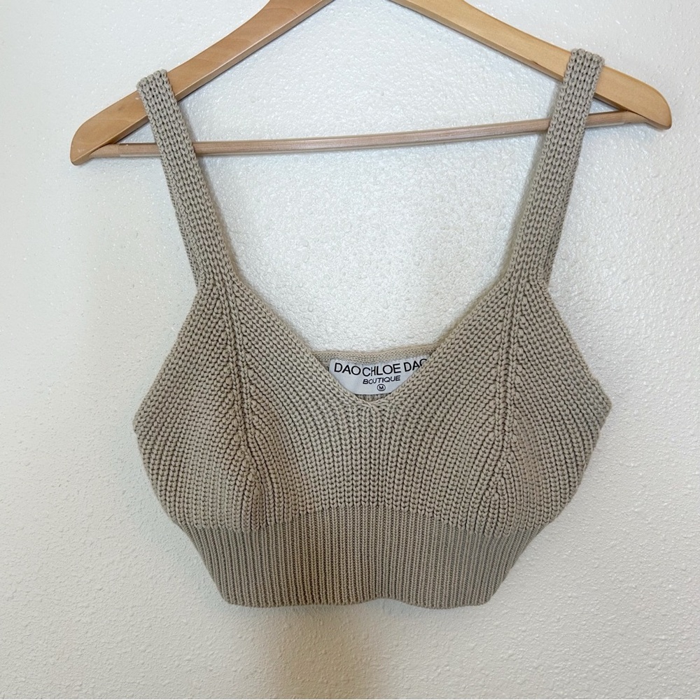 Dao Chloe Dao Boutique Beige Knit Cropped Sweater Tank Capsule Elevated Basics